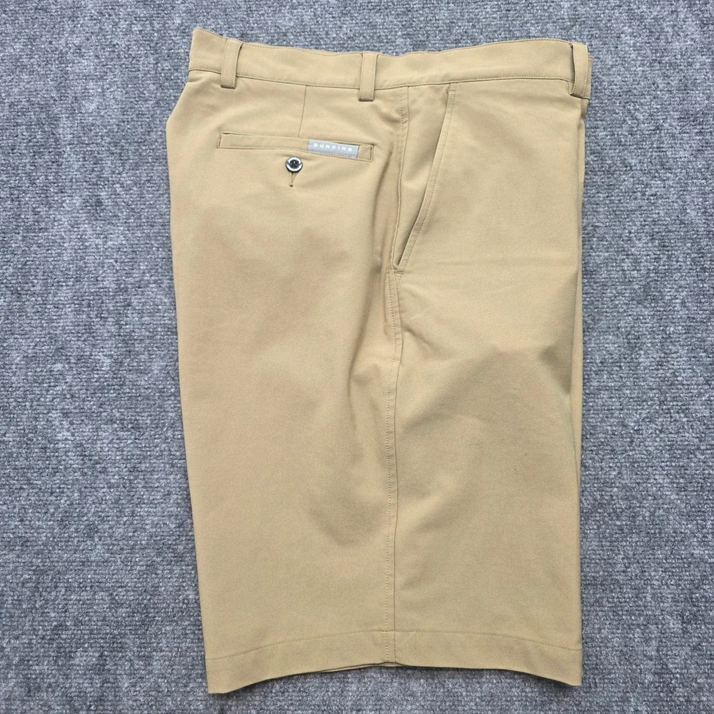 Dunning Golf Shorts Men 32 Khaki Tan Flat Front Performance Stretch Casual Chino